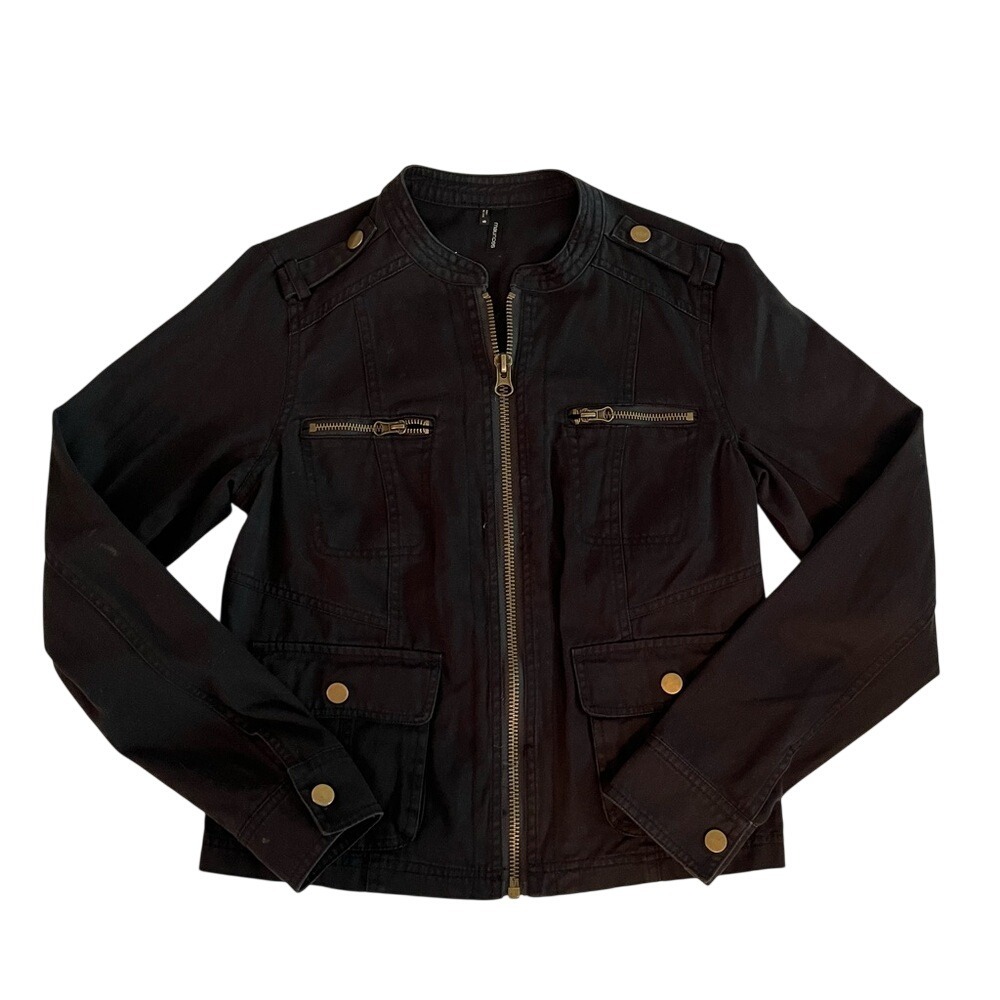 Black Military Utility Moto Jacket Cargo Bomber Coquette Grunge